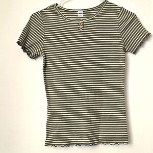 Tan and Green strip shirt